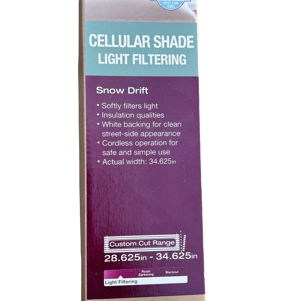 Home Decorators Collection Snow Drift Cordless Cellular Shade 35x48 Light Filter